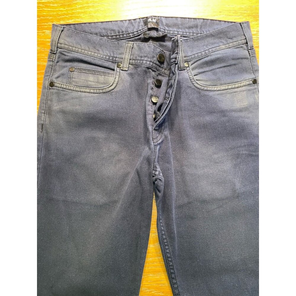 H&M Mens Slim Fit Dark Blue Denim Jeans - Picture 2 of 4